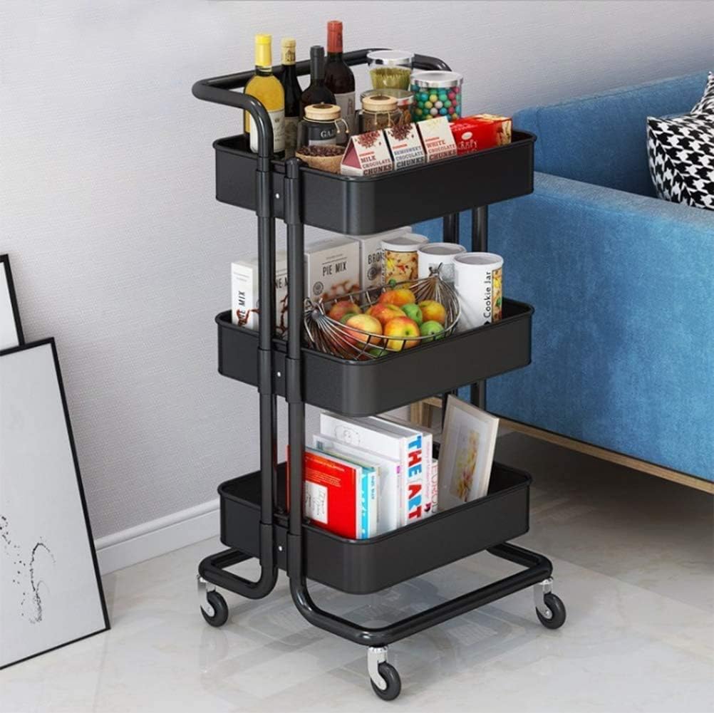 3-Layers Multi-function Trolley Storage Organizer(15262) Storage Organizer Apricot Black