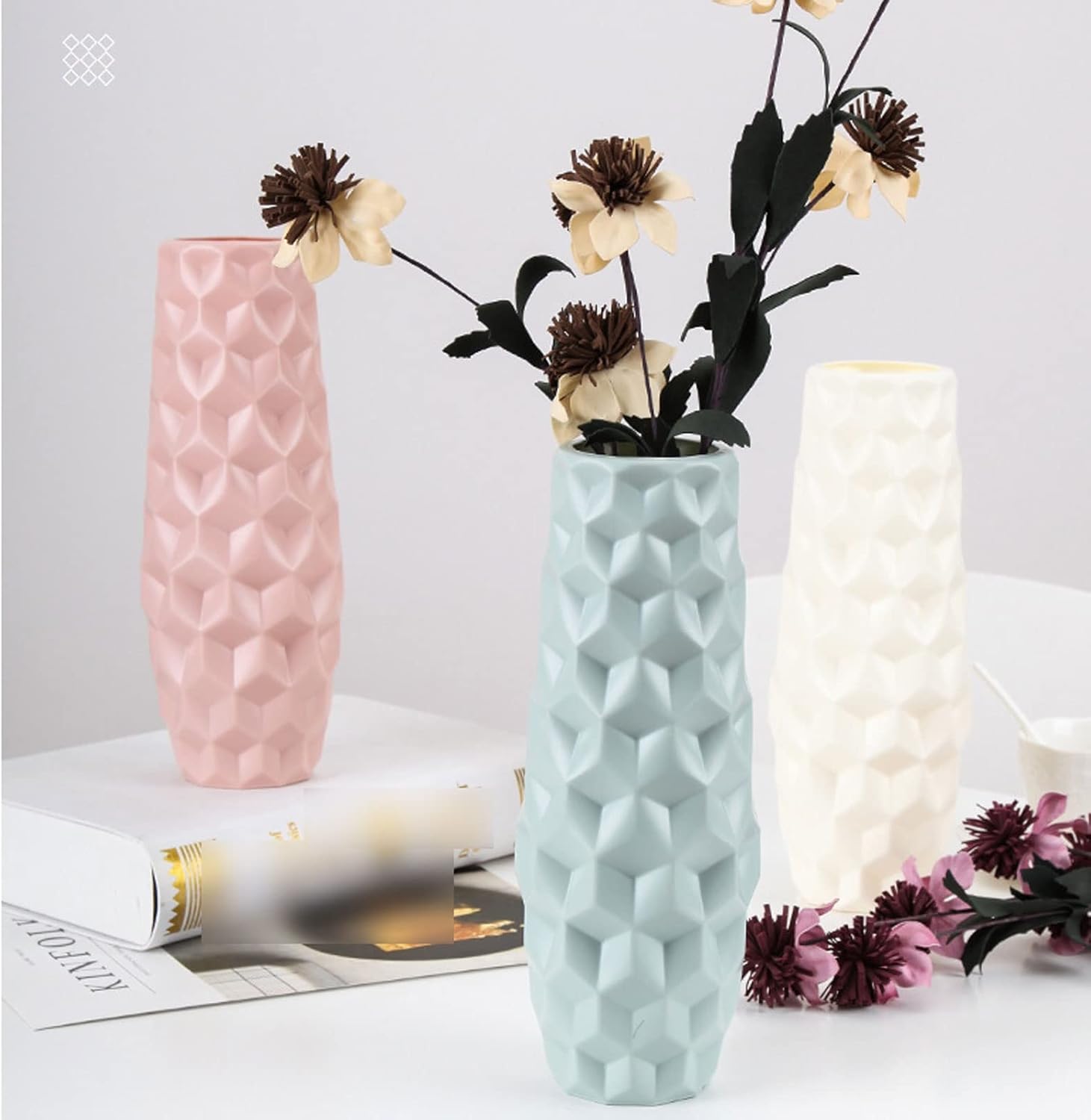 Large Nordic Plastic Flower Vase (SA2510-102) Apricot