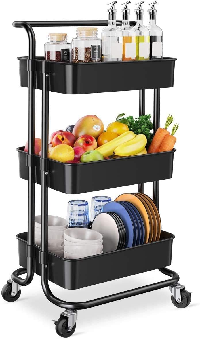 3-Layers Multi-function Trolley Storage Organizer(15262) Storage Organizer Apricot