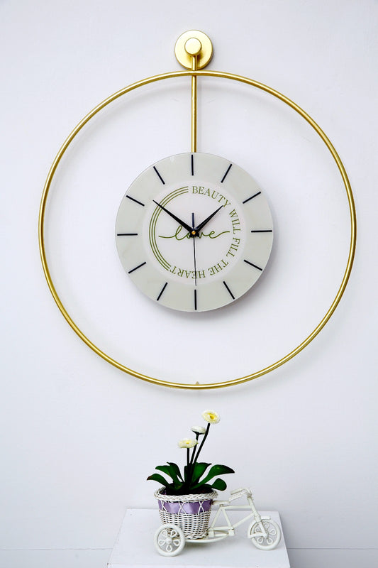 68CM Wall Clock Golden Metallic-Love Clock Apricot   