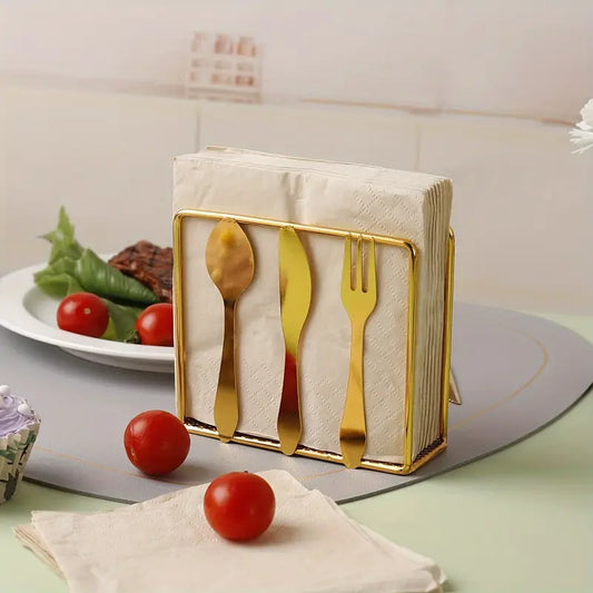 Metallic Napkins & Tissue Holder-Cutlery(SA2408-136) Tissue Box Apricot