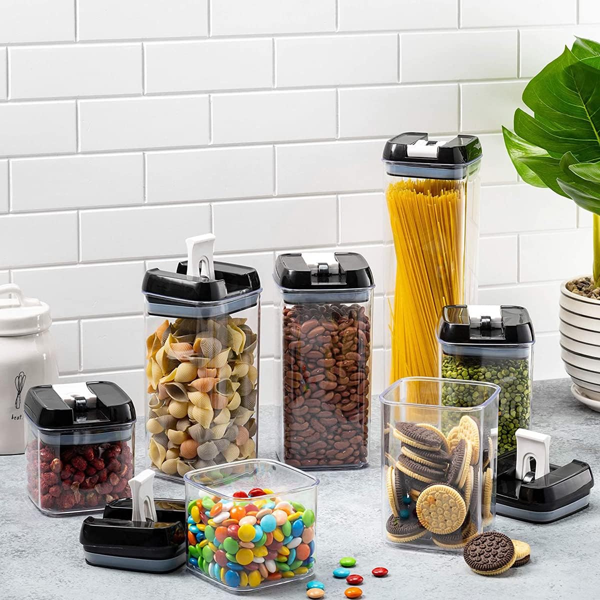 7 PCs Food Storage Container Spice and sugar Jar Apricot   