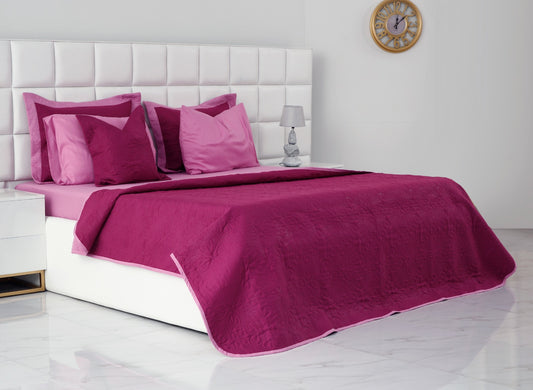 7 PCs Ultrasonic Bed Spread Set-Lilac Over Plum Bed Spread Apricot   