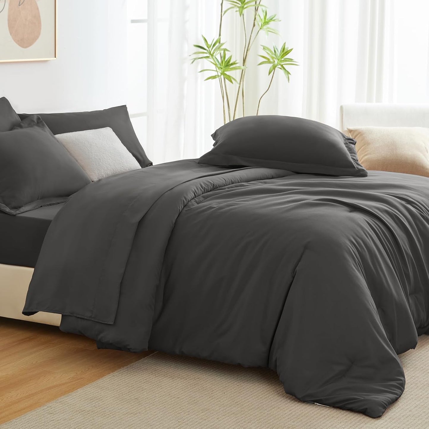 Solid Duvet Cover-Grey Bed Sheets Apricot