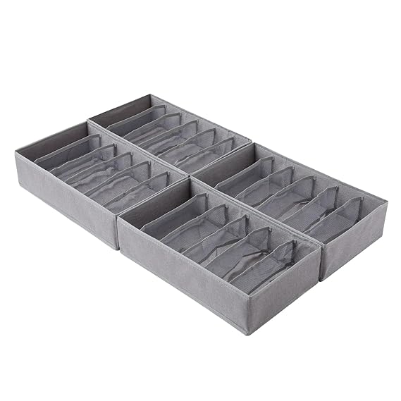 2 Packs Foldable Drawer Organizers for Clothing-6 Grids