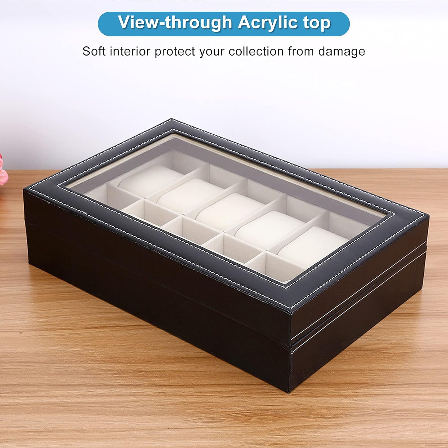 12 Slots Watch Organizer-SA2411-56(Black) Watch box Apricot