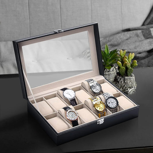 12 Slots Watch Organizer-SA2411-56(Black) Watch box Apricot