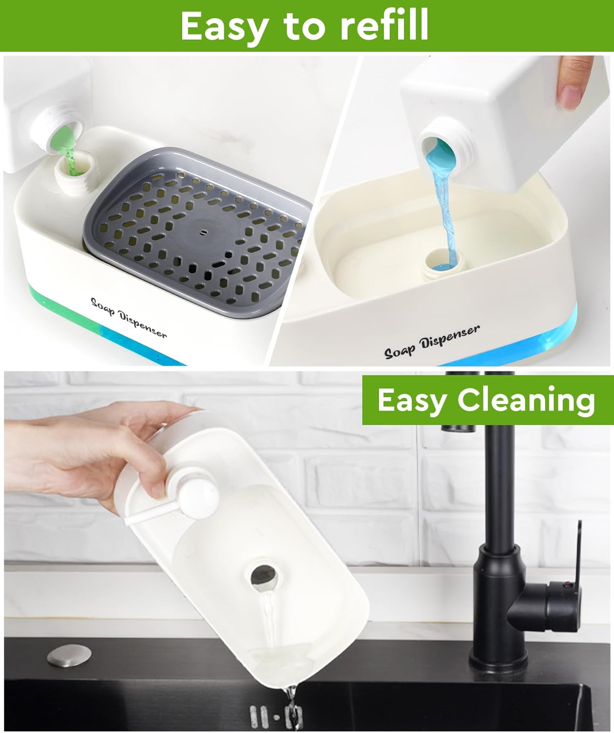 2 in 1 Premium Dishwashing Soap Pump Dispenser and Sponge Holder (SA2510-011) cutlery holder Apricot