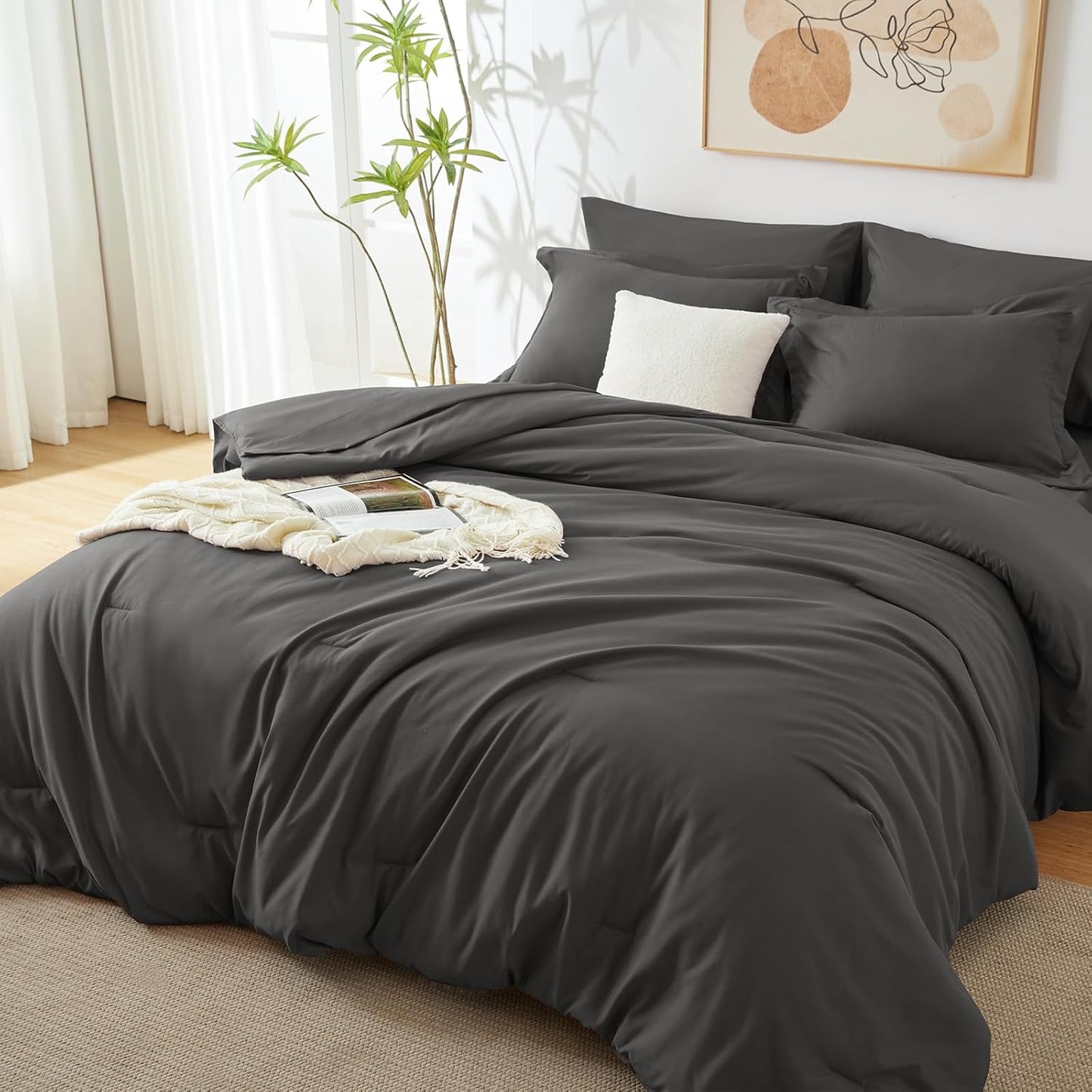 Solid Duvet Cover-Grey Bed Sheets Apricot