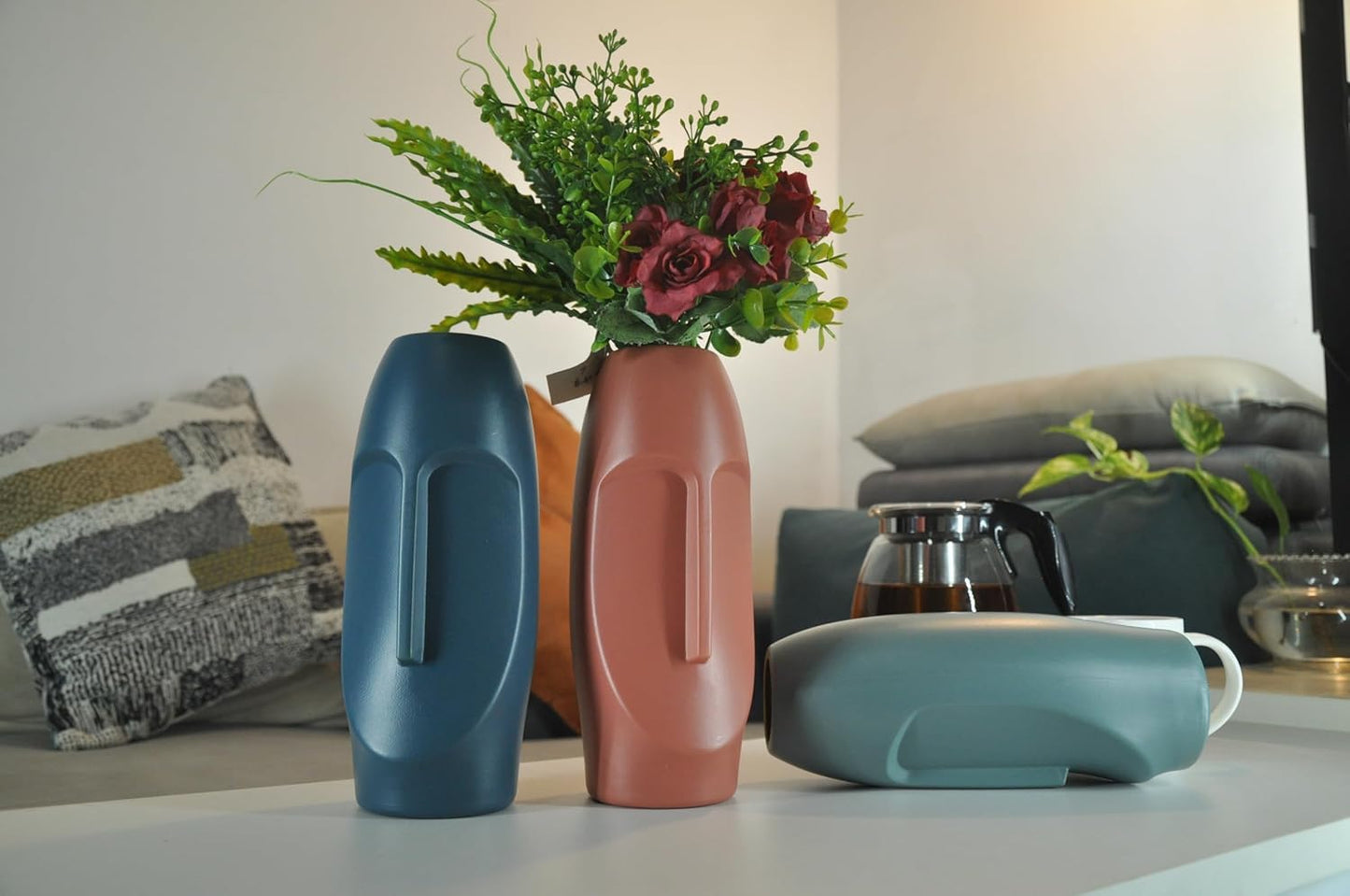 2PCs Nordic Style Vase Container (SA2510-096) Candle Stand Apricot