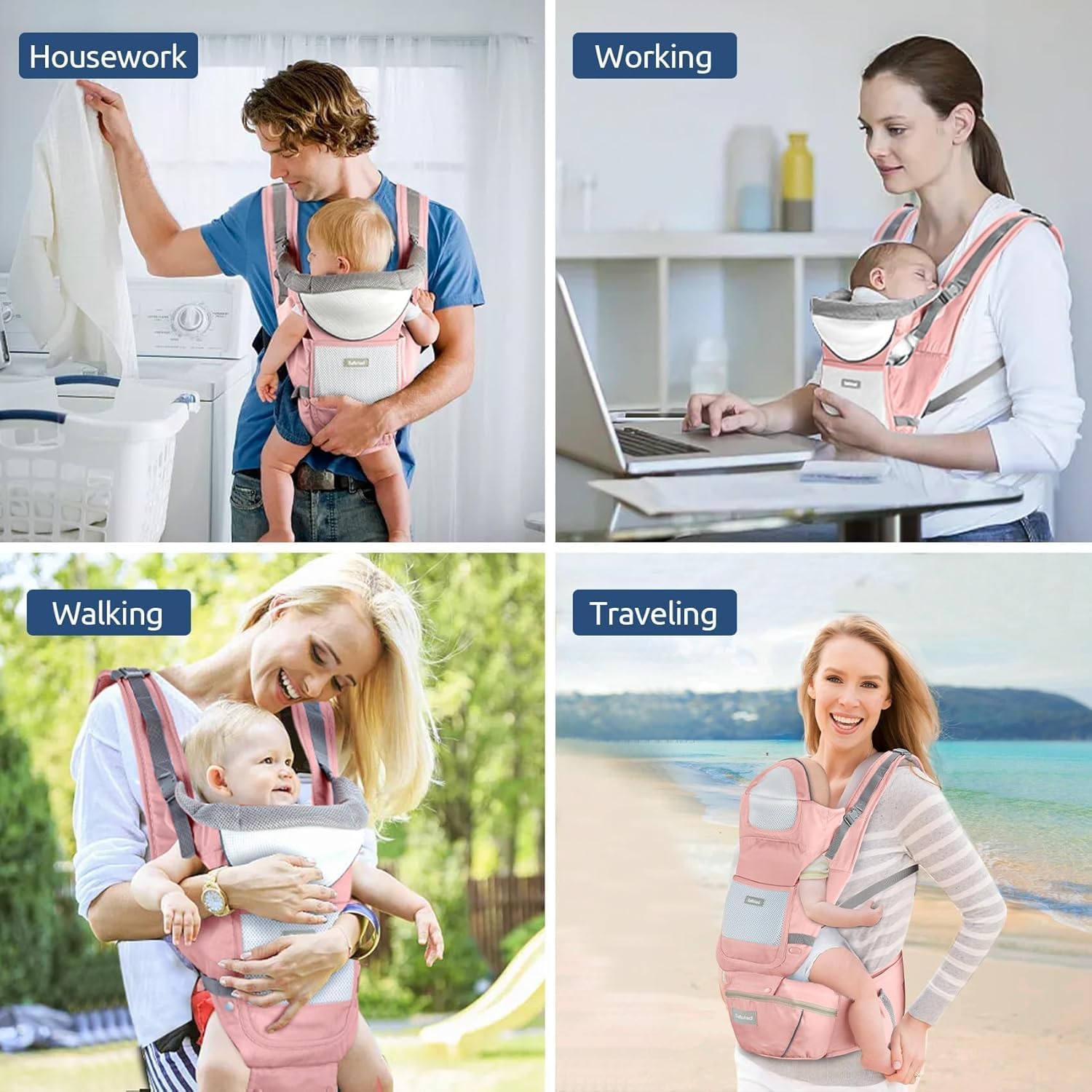 6-in-1 Baby Carrier Baby Strap with Waist Stool-SA2408-183 Blankets Apricot