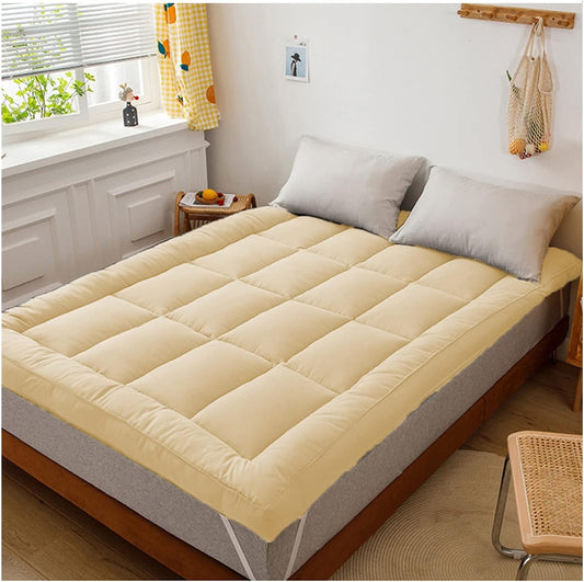 Winter Mattress Topper 700 GSM- Beige Comforters Apricot   