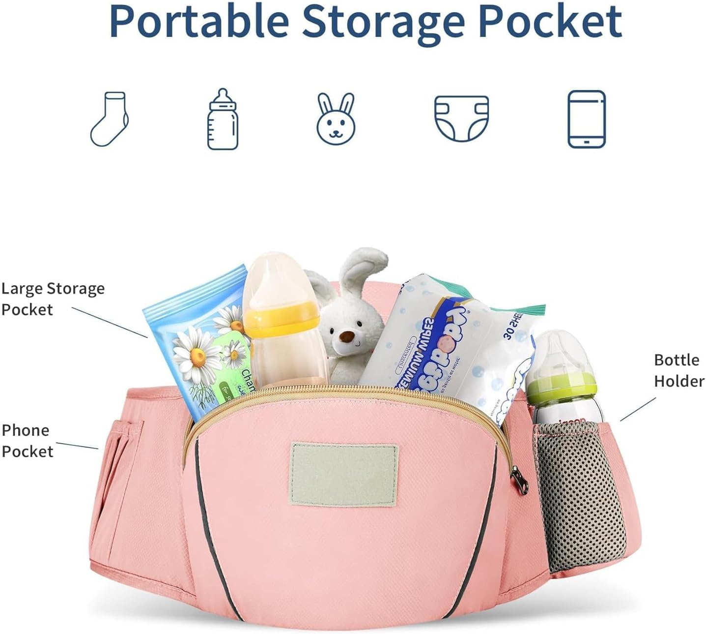 6-in-1 Baby Carrier Baby Strap with Waist Stool-SA2408-183 Blankets Apricot