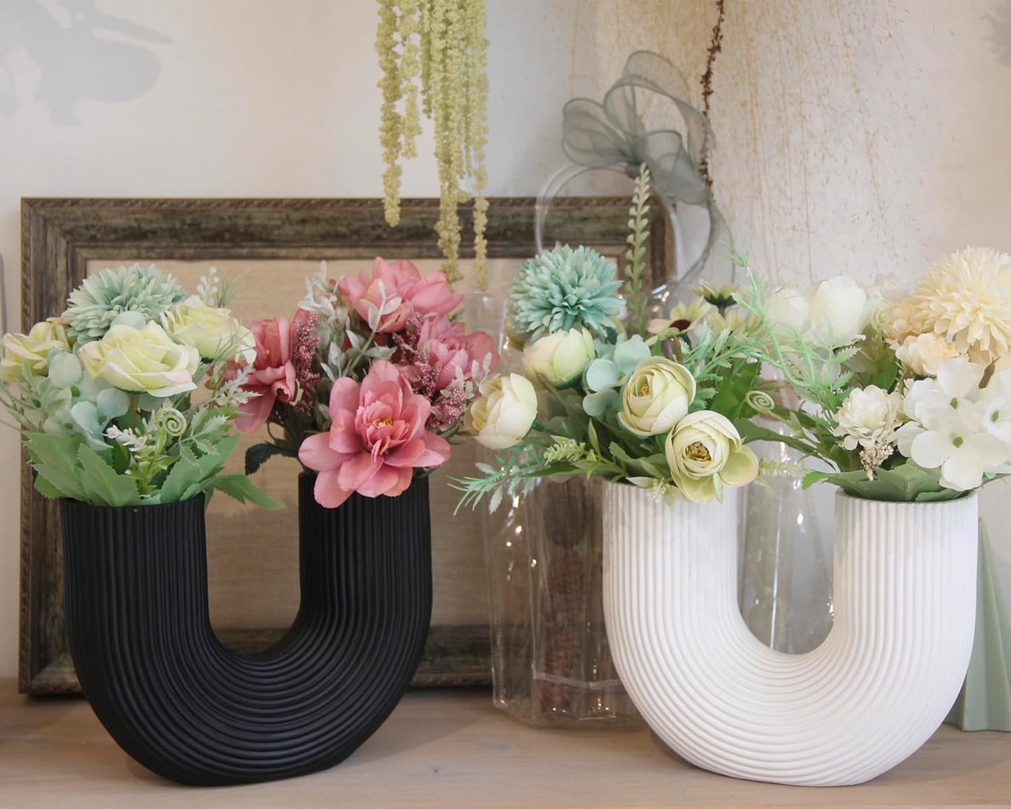 2PCs U-Shaped Boho Style Vase (SA2510-098) Apricot