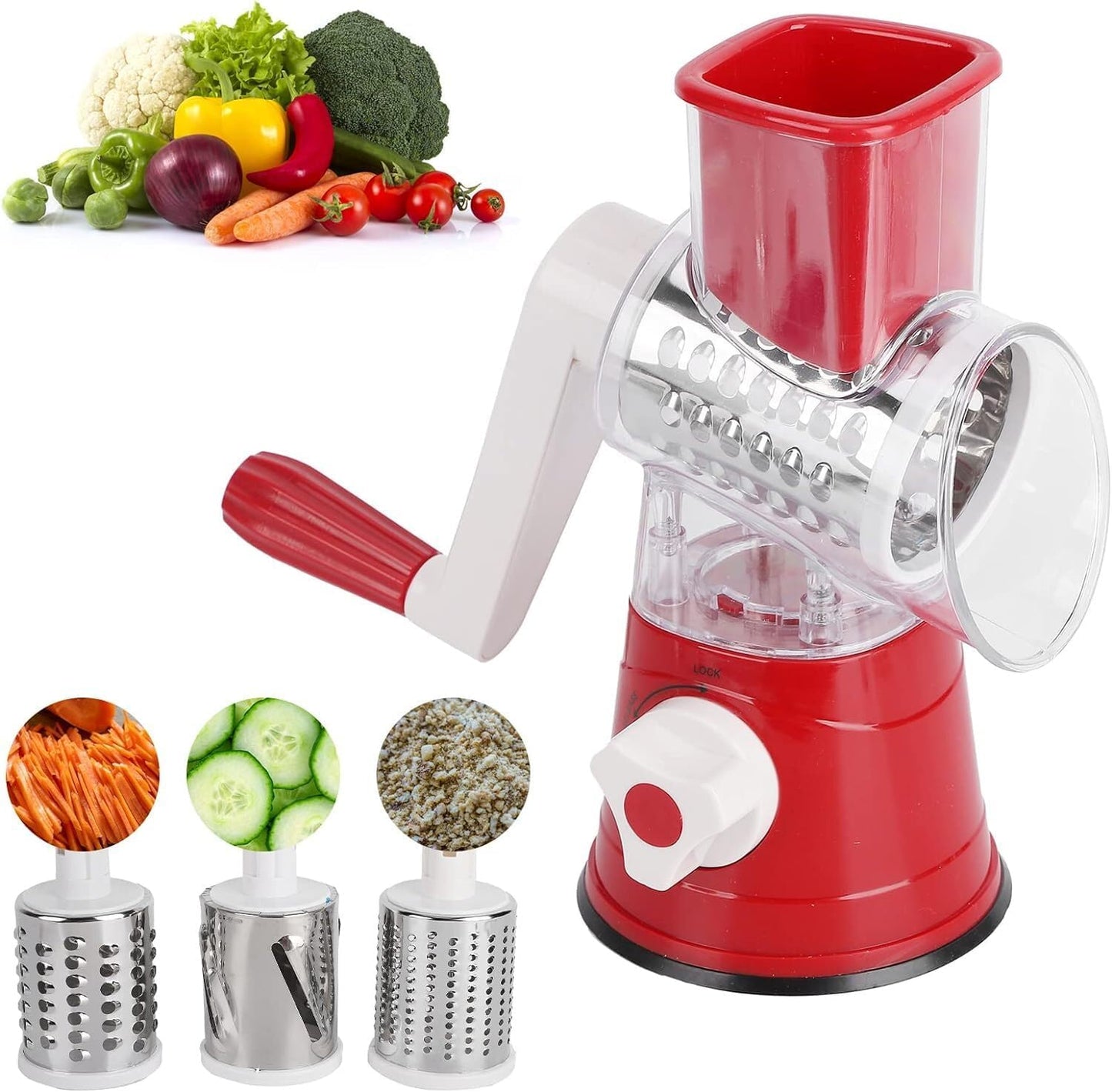 Vegetable Slicer with 3 Interchangeable Blades (SA2510-021)RED Spice and sugar Jar Apricot