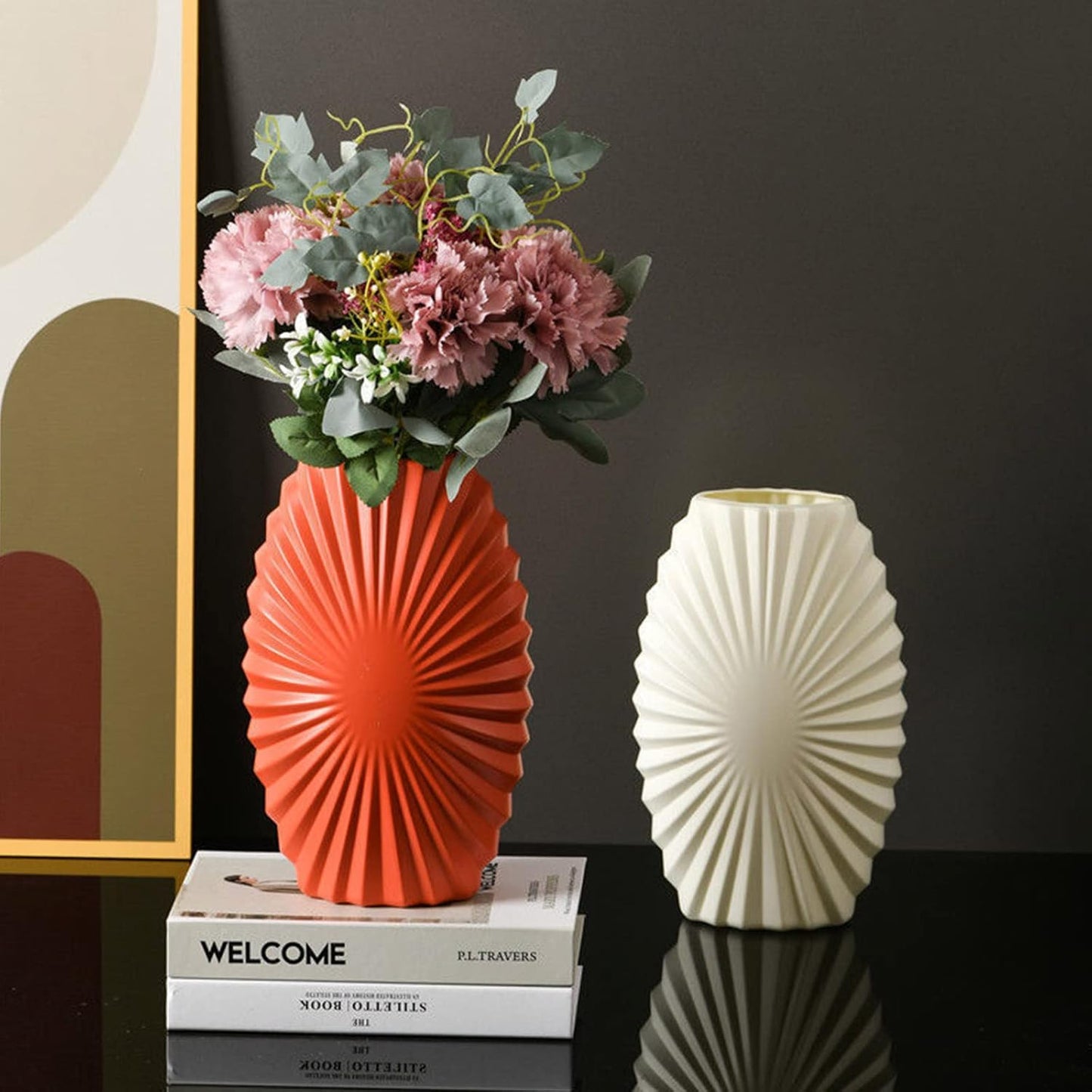 Large Nordic Plastic Flower Vase (SA2510-101) Apricot