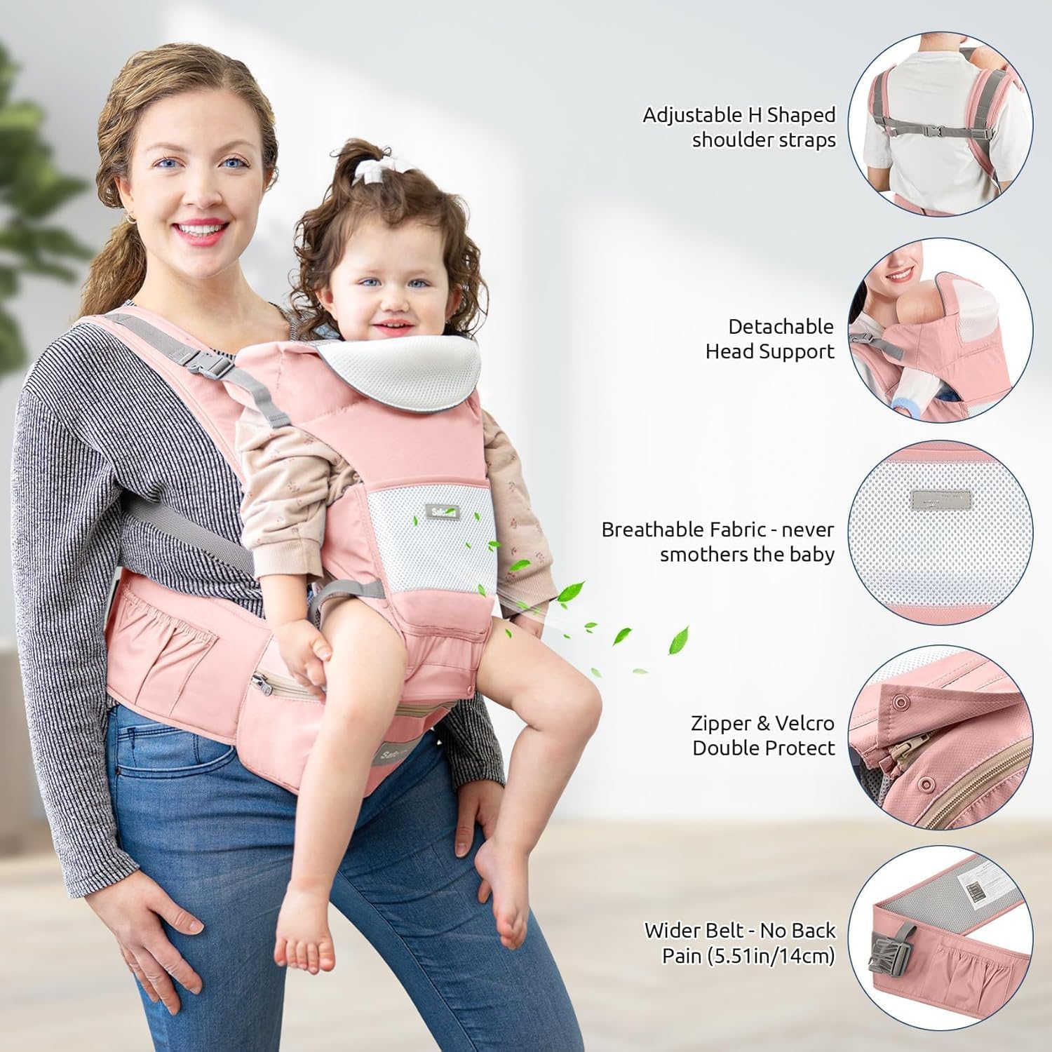 6-in-1 Baby Carrier Baby Strap with Waist Stool-SA2408-183 Blankets Apricot