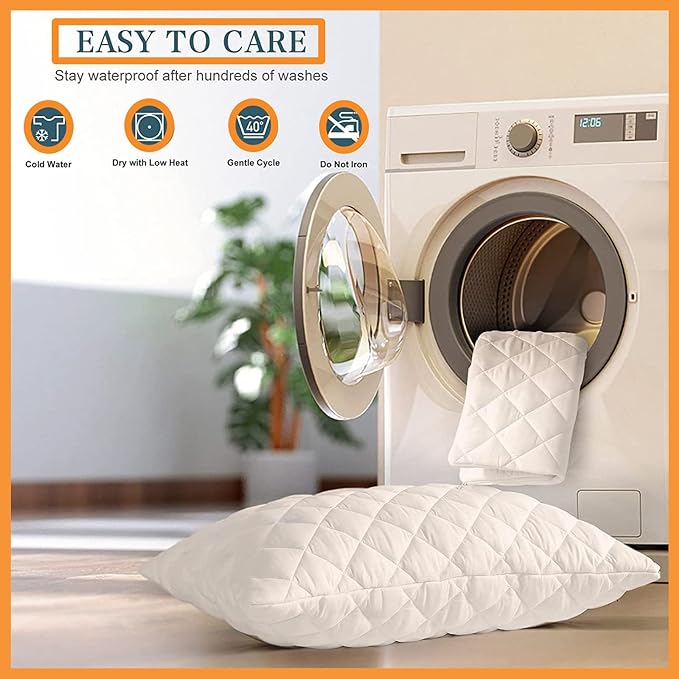100% Waterproof Pillow Protector-White Protectors Apricot