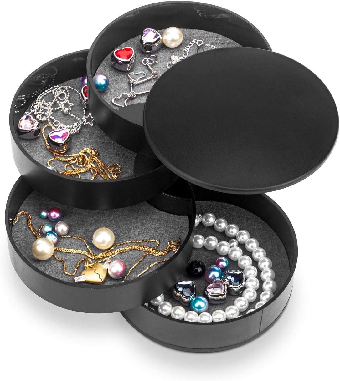 Jewelry Organizer With Mirror-SA2408-191(Black) Cosmetic Organizer Apricot