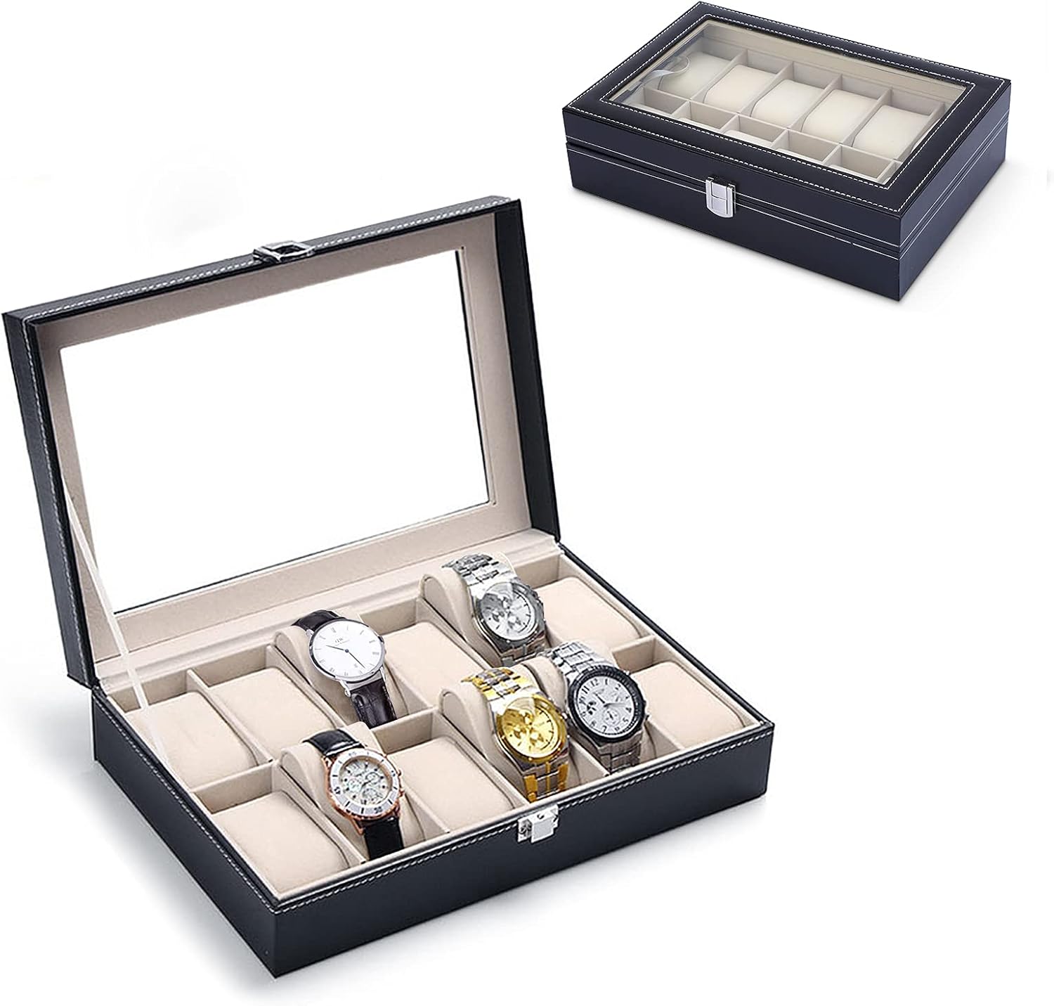 12 Slots Watch Organizer-SA2411-56(Black) Watch box Apricot