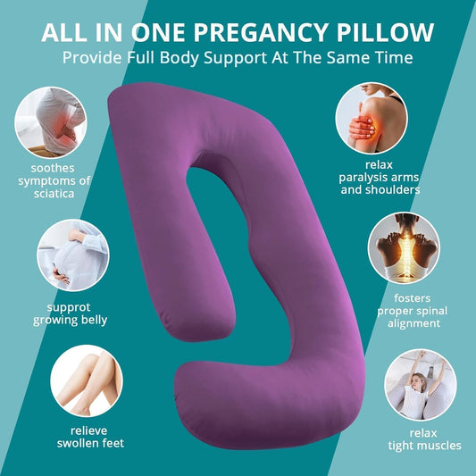 57'' Pregnancy Pillows for Sleeping Full Body Pillow- Purple Apricot