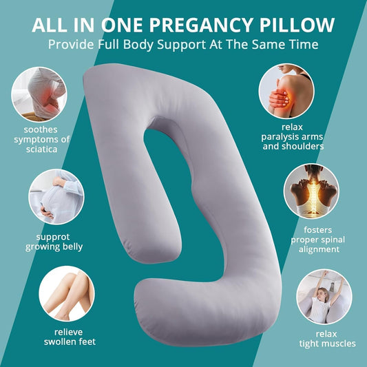 57'' Pregnancy Pillows for Sleeping Full Body Pillow- Grey Apricot