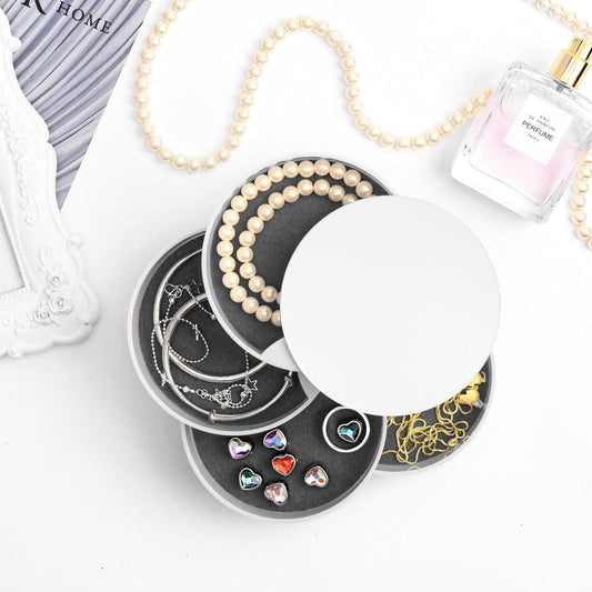 360° Rotatable Jewelry Organizer With Mirror-SA2408-191(White) Cosmetic Organizer Apricot