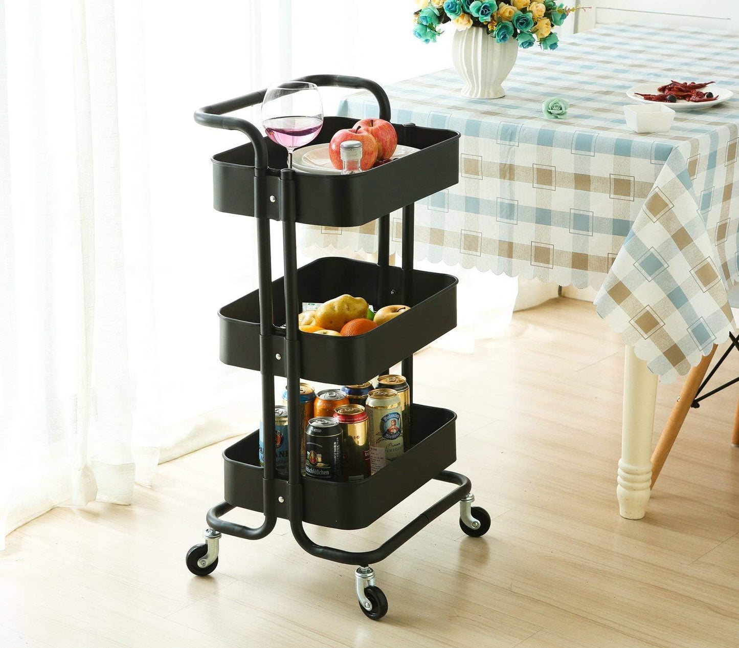 3-Layers Multi-function Trolley Storage Organizer(15262) Storage Organizer Apricot