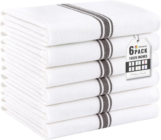 100% Cotton Kitchen Towels & Napkins 6 Pack- GREY Apricot