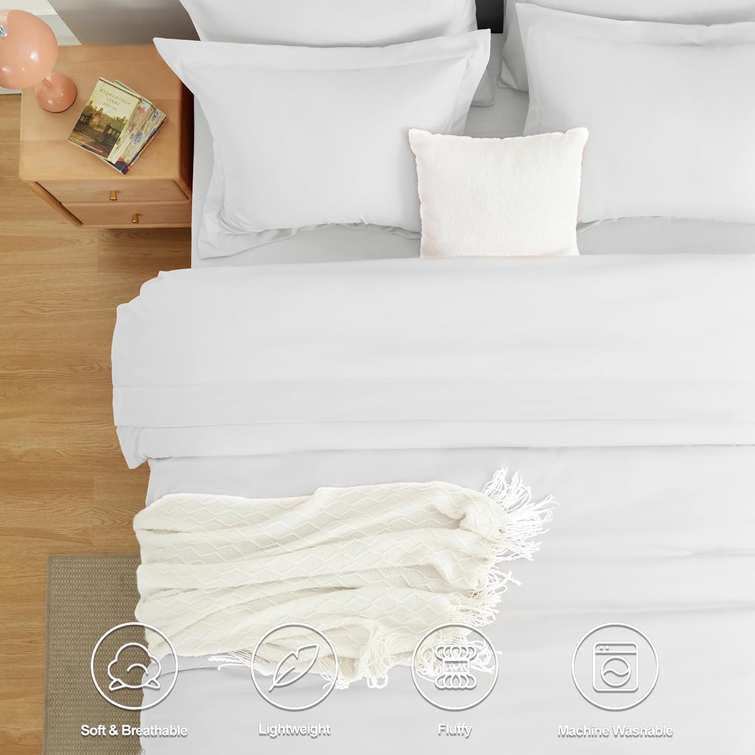 Solid Duvet Cover-White Bed Sheets Apricot
