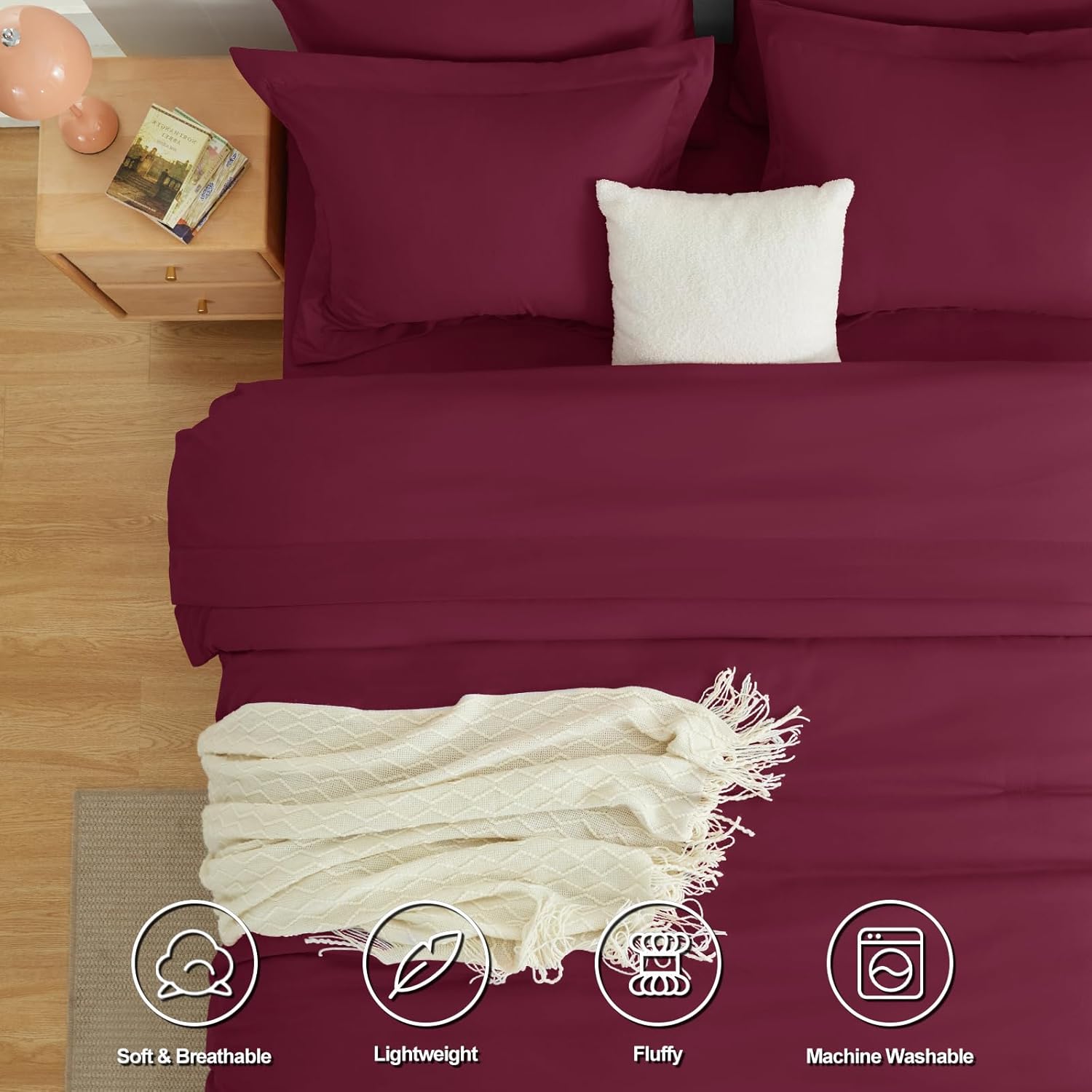 Solid Duvet Cover-Plum Bed Sheets Apricot
