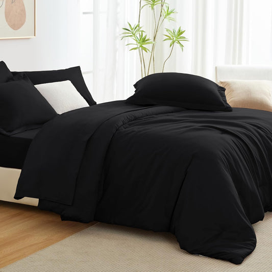 Solid Duvet Cover-Black Bed Sheets Apricot