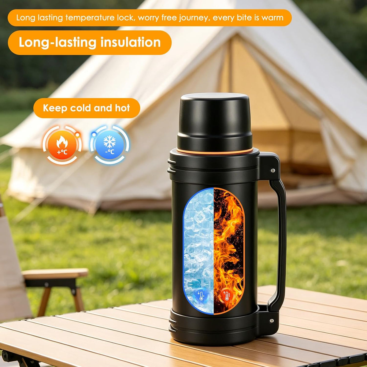 2L Large Capacity Flasks for Hot and Cold Drinks SA2607-19 Black Apricot