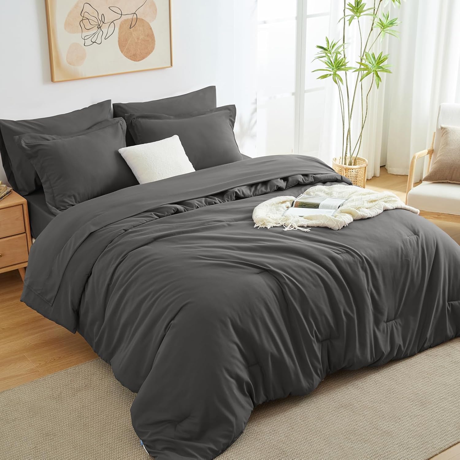 Solid Duvet Cover-Grey Bed Sheets Apricot