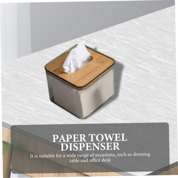 Bamboo Lid TIssue Paper Holder-(5309)Grey Square