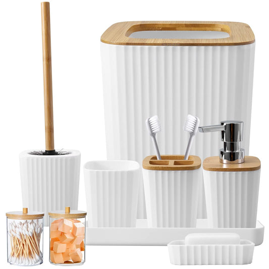 7PCS Bathroom Accessory Set-SA2408-312(White) Bathroom Accessory Sets Apricot