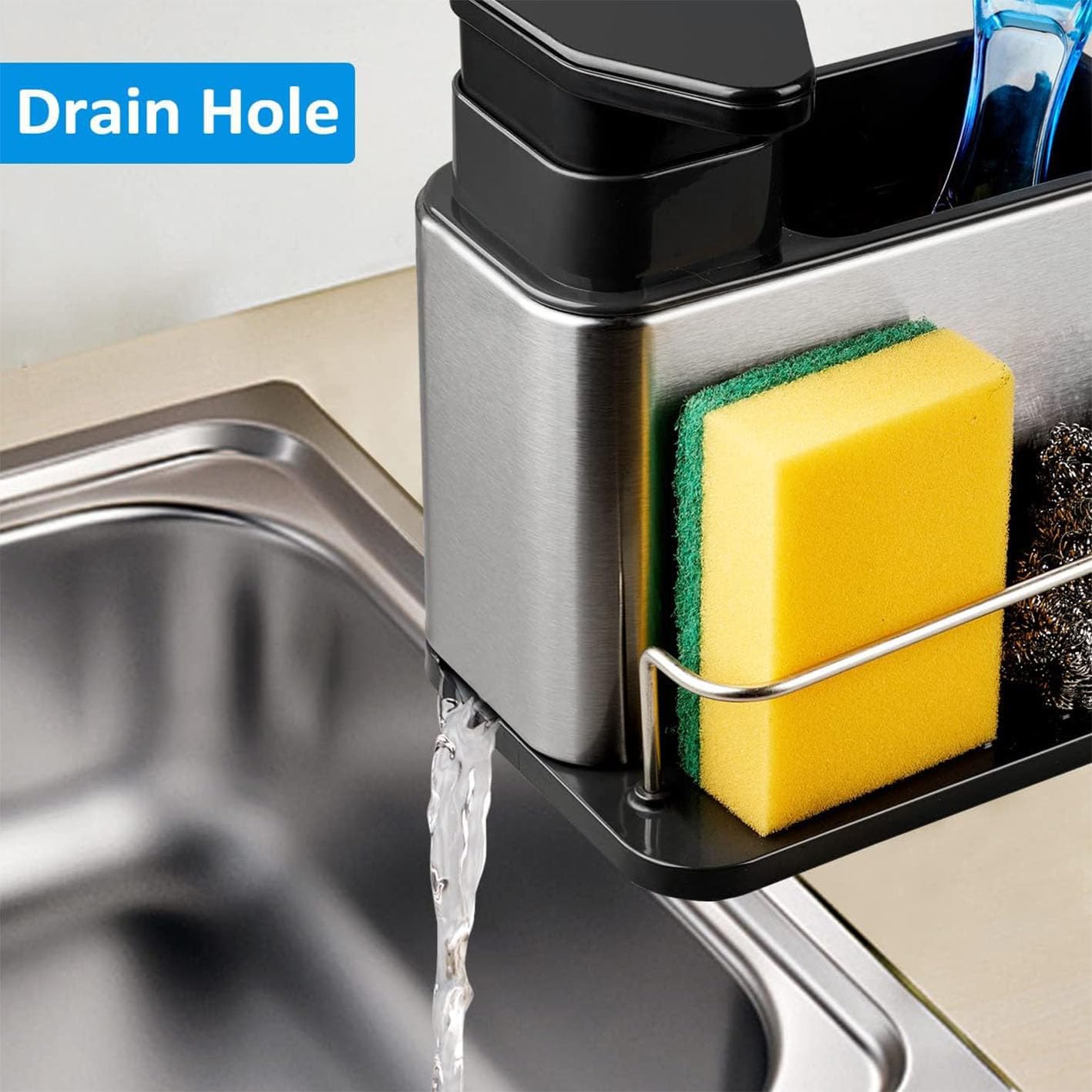 1PC Multi-Function Soap Dispenser with Storage Rack-SA2411-44 Spice and sugar Jar Apricot