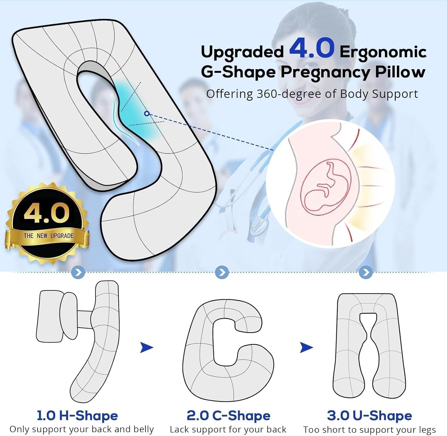 U Shaped Pregnancy Pillows for Sleeping(Assorted) Apricot