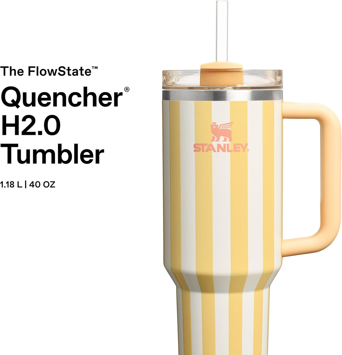 STANLEY Quencher H2.0 FlowState Tumbler SA2607-02(Lemon Stripes) Tumbler Apricot