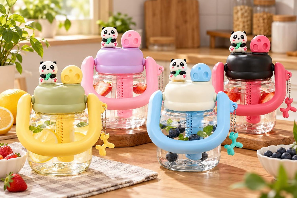 Panda Fruit Infuser Water Bottle with Handle and Charm SA2607-15 (Aqua) Apricot