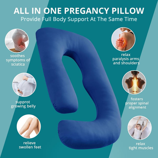 57'' Pregnancy Pillows for Sleeping Full Body Pillow- Blue Apricot
