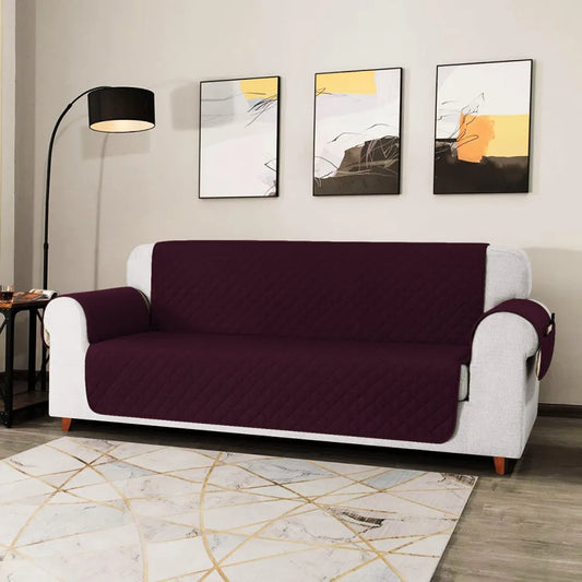 Quilted Sofa Cover-Plum Sofa Cover Apricot