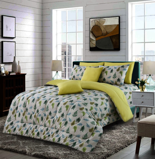 8 PCs Winter Comforter Set-Pine Cones Apricot