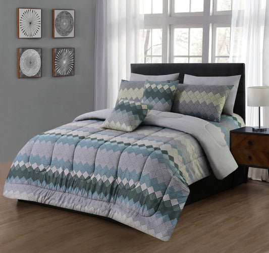 8 PCs Winter Comforter Set-Retro Scales Comforters Apricot   