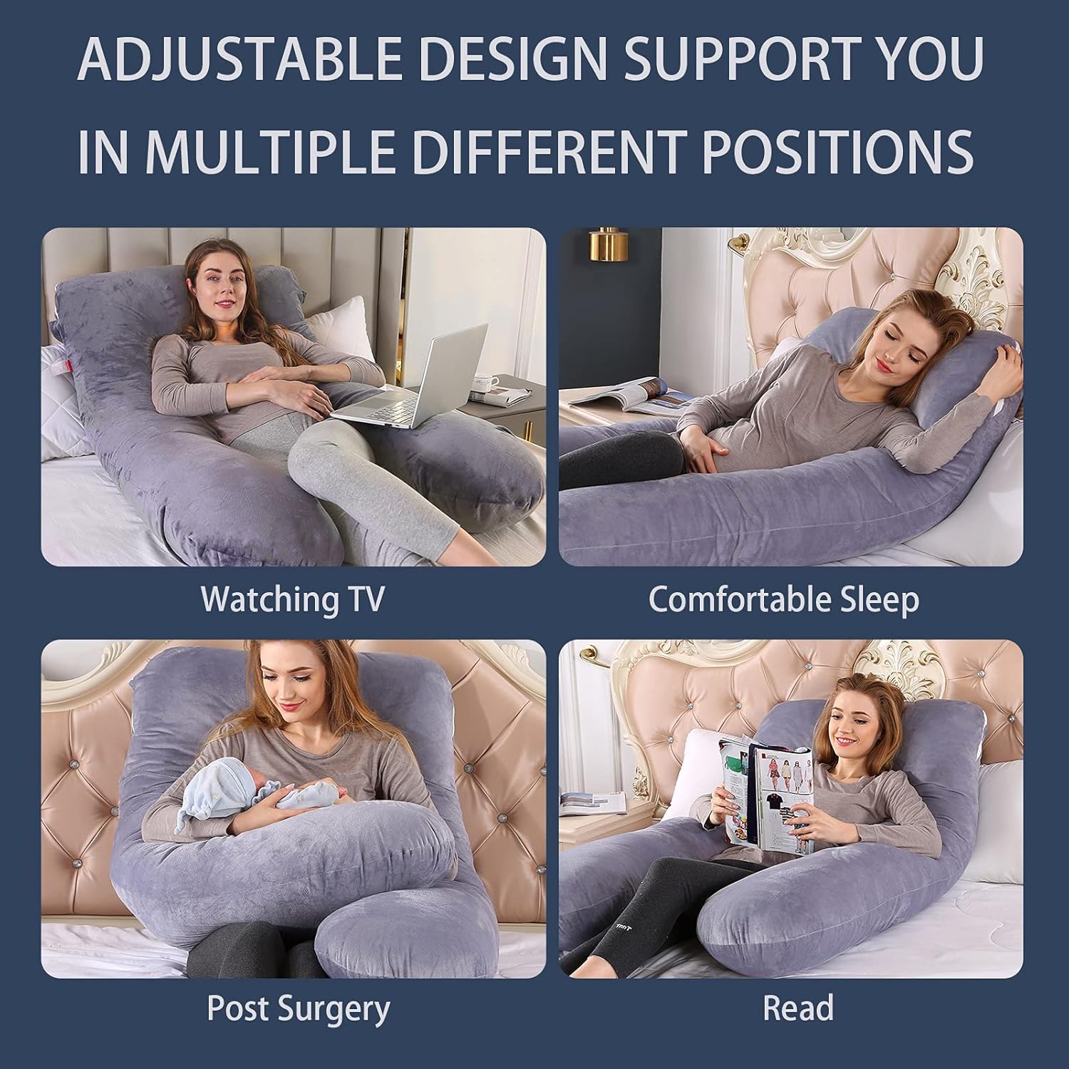 U Shaped Pregnancy Pillows for Sleeping(Assorted) Apricot