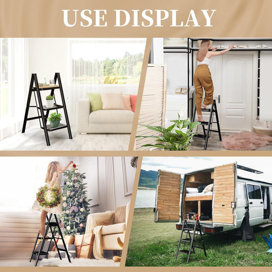 3 Step Ladder SA2510-050-4 Storage Organizer Apricot