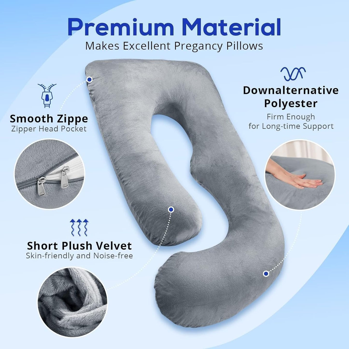 U Shaped Pregnancy Pillows for Sleeping(Assorted) Apricot