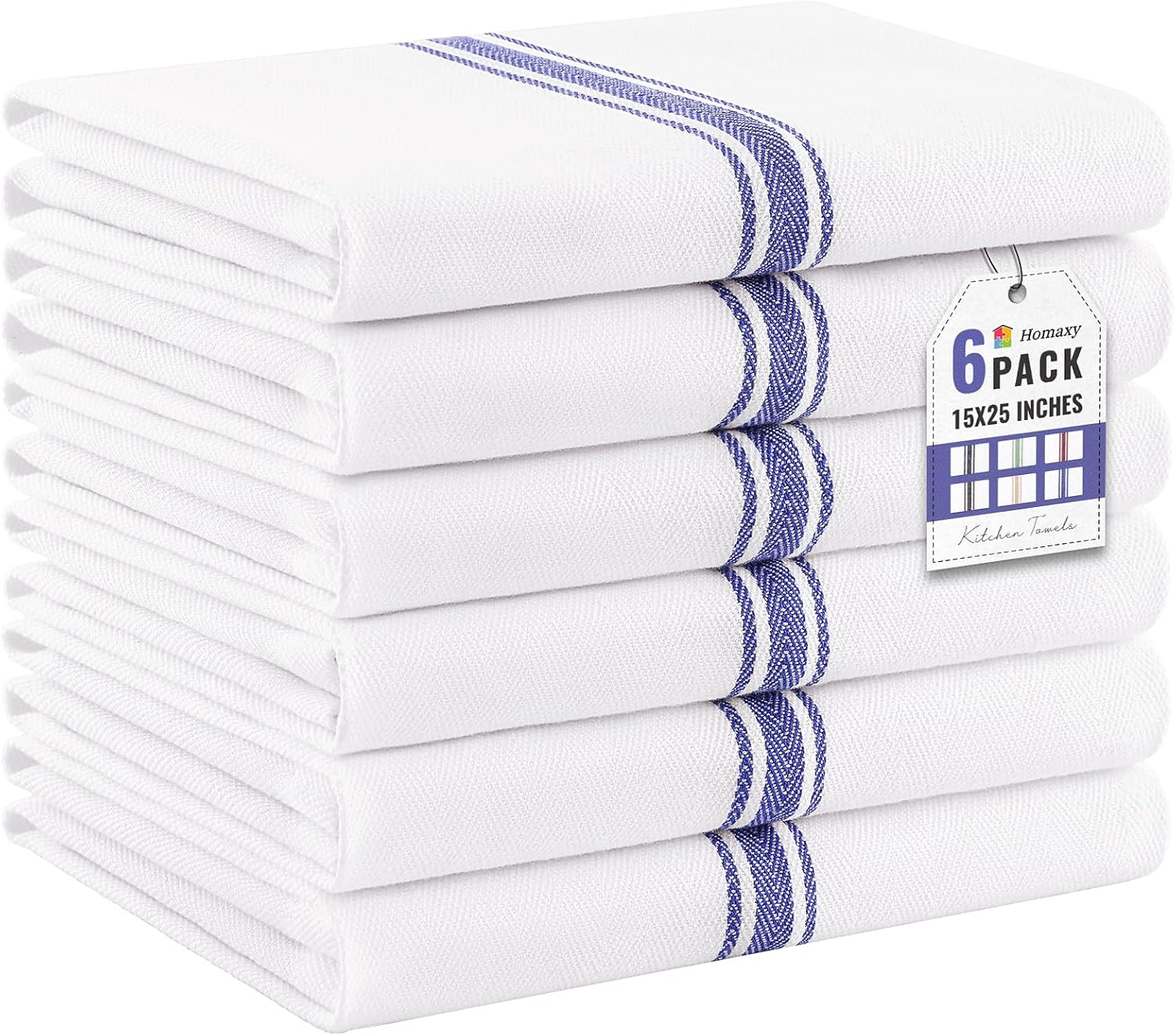 100% Cotton Kitchen Towels & Napkins 6 Pack- BLUE Apricot