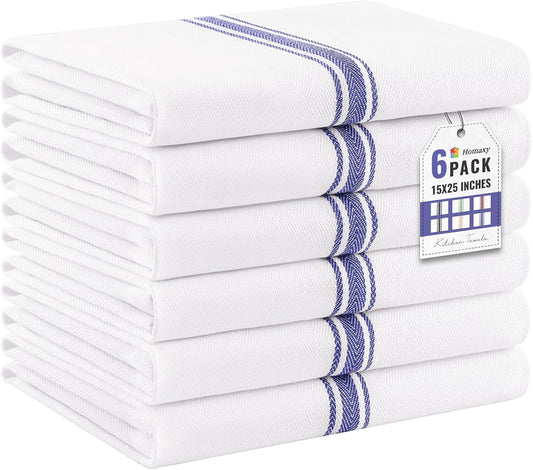 100% Cotton Kitchen Towels & Napkins 6 Pack- BLUE Apricot