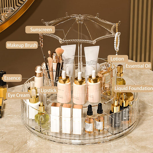 360° Rotating Makeup Organizer-SA2408-193 Cosmetic Organizer Apricot